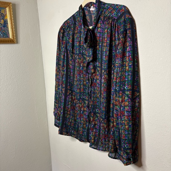 Vintage 1970s John's Girl Collectibles Stained Glass Pattern top Size 42 (L/XL) - Picture 2 of 7